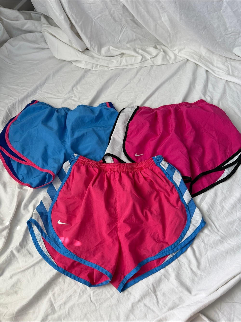 Nike Women’s Pink and Blue Athletic Running Shorts Trio